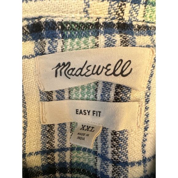 Madewell Shirt Mens XXL 2XL Green Blue Tartan Easy Fit Twill Baggy Overshirt - Picture 3 of 14